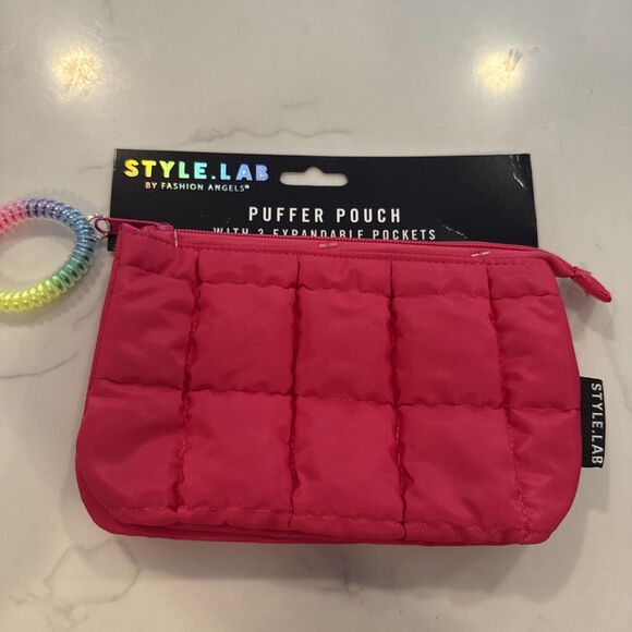 Style Lab Puffer Pouch Makeup Bag-Hot pink - Picture 1 of 5